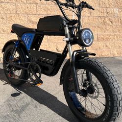 1500 Watt Electric Ebike, 35-39mph, Fat Tire, Includes Center Basket, 18ah Battery Incl (Sand Color Or Blue)