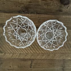 Pair Of Vintage Royal Cut Glass Candy Dishes 