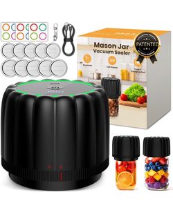 🔥Brand new 🔥 2026 Upgraded Electric Mason Jar Vacuum Sealer Kit with Wide and Regular Mouth Mason Lids -80kpa Automatic Vacuum Pump 2500mAh Battery 
