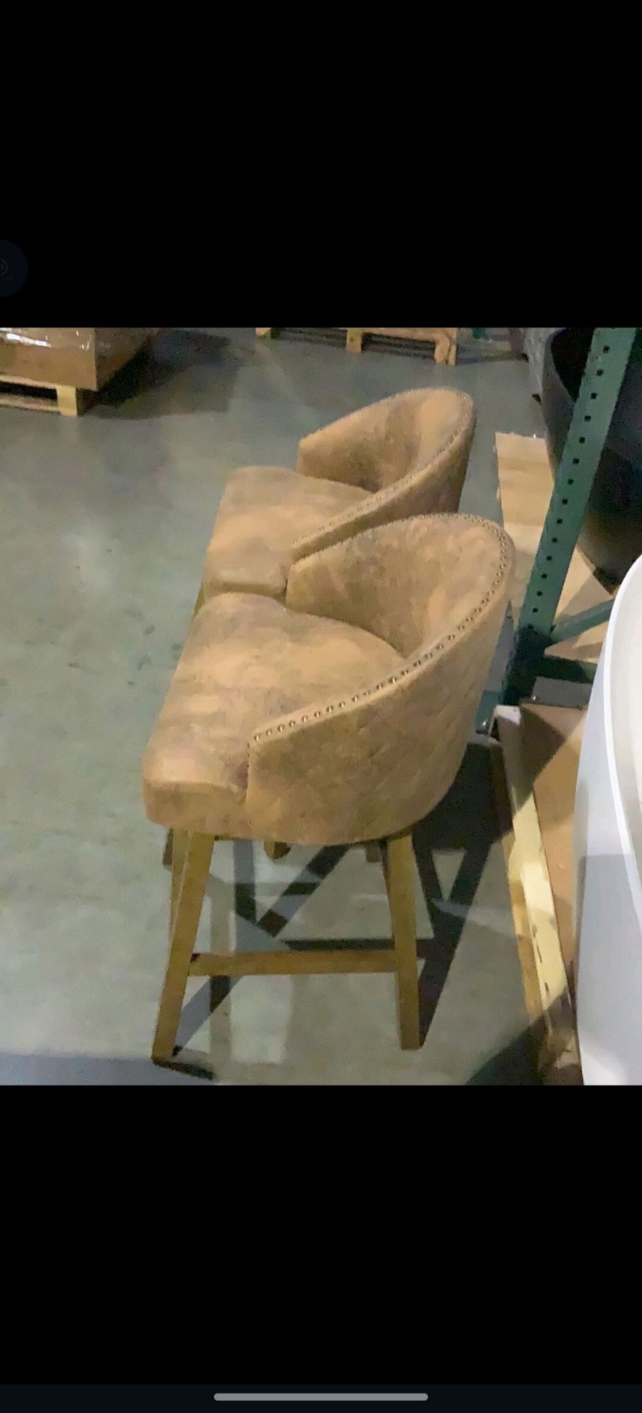 Barstool- Set Of 2 - Brown Fabric