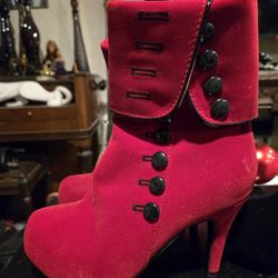 New RED suede Ankle Boots
