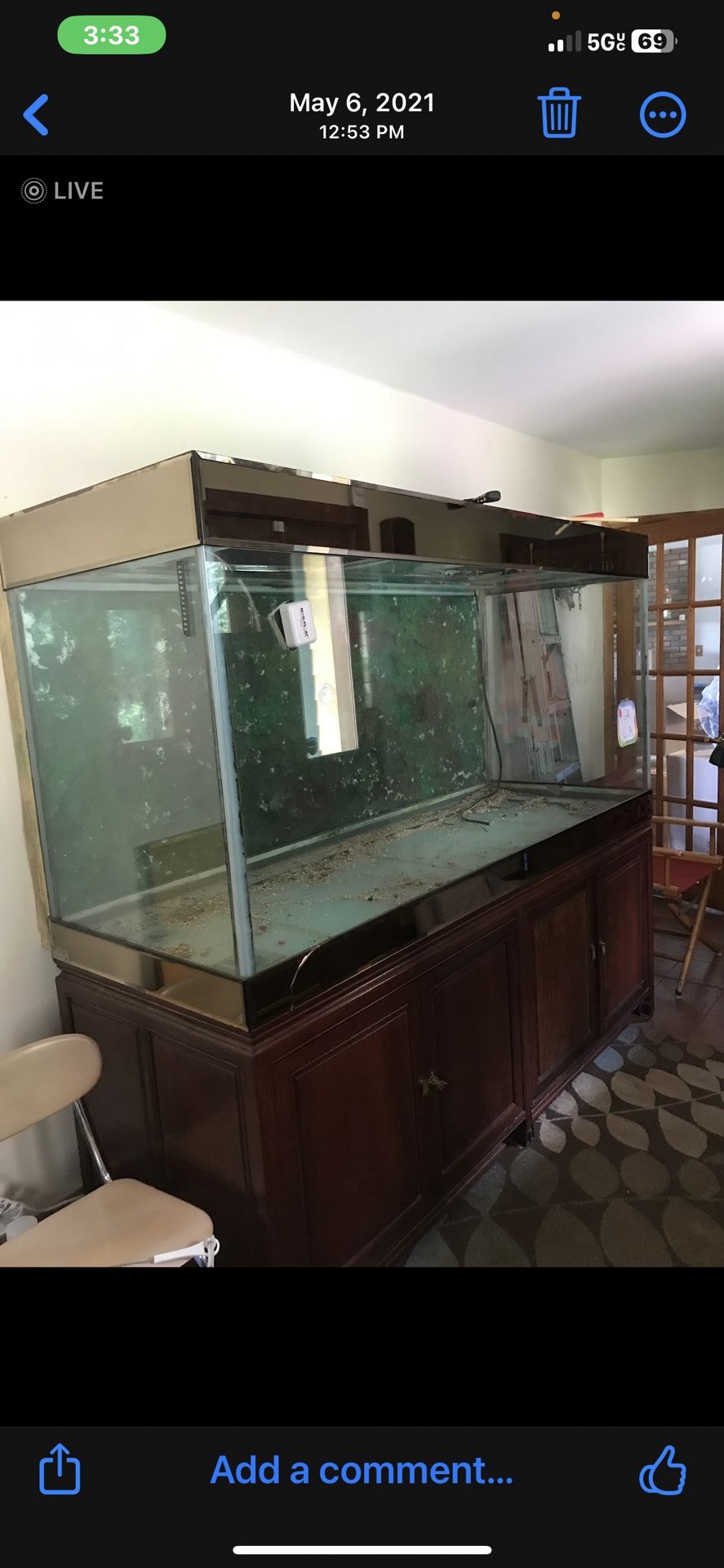 Fish tank - 79" (W) × 29" (D) × 40" (H) 840 Lbs