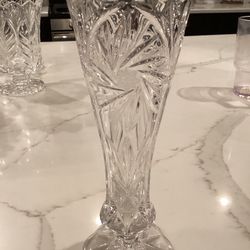 West German Breyer Bleikristall Lead Crystal  FOOTED Vase 9.25”T x 3”dia (perfect condition! See photos)