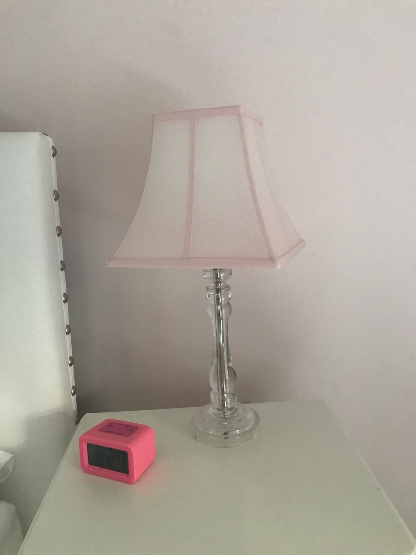 Pottery Barn Kids Bedside Lamp - acrylic base with light pink shade