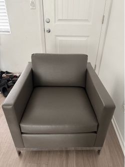 Modern Gray Faux Leather Club Chair