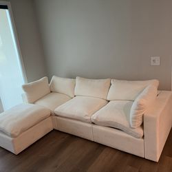 White Couch w/ Ottoman