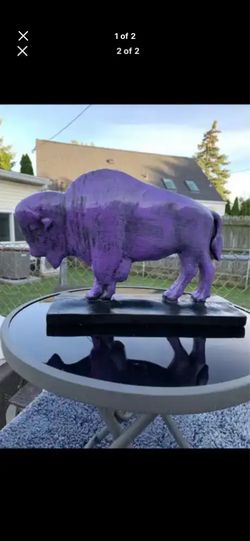 The purple buffalo statue