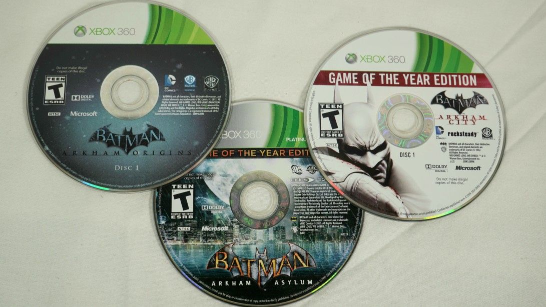 Batman Arkham Trilogy Discs For Xbox 360