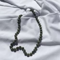 Large Vintage Jade Bead Necklace- 46 Natural Jade Beads