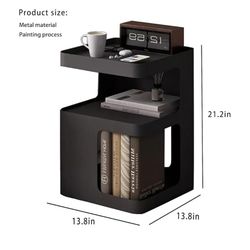 3-Tier Metal Side Table Black Accent Table