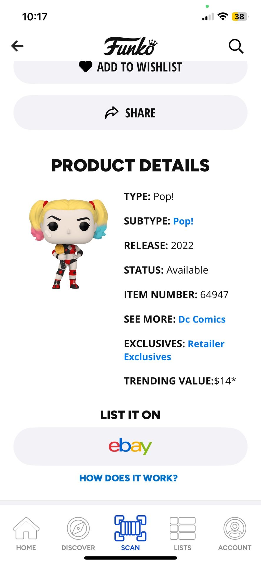 Harley Quinn Funko Pop, box is a little dirty