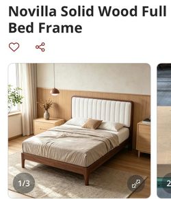 Novilla Solid Wood Full Bed Frame