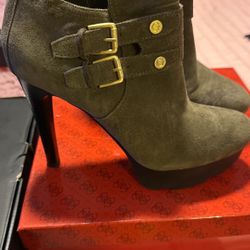 Green Suede Booties