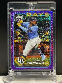 ⚾️2024 Topps Chrome⚾️ JUNIOR CAMINERO [RC] Purple 🟣Speckle /299🔥 Tampa Bay Rays
