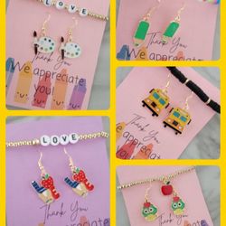 Teacher GIFTS Earrings & Bracelet Sets Personalized Lanyards