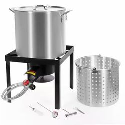 64 Qt. X-Large Outdoor Aluminum Turkey Deep Fryer Pot and Burner Kit 99906