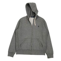 POLO RALPH LAUREN THERMAL HOODIE MEDIUM GRAY JACKET SWEATSHIRT PULLOVER VINTAGE