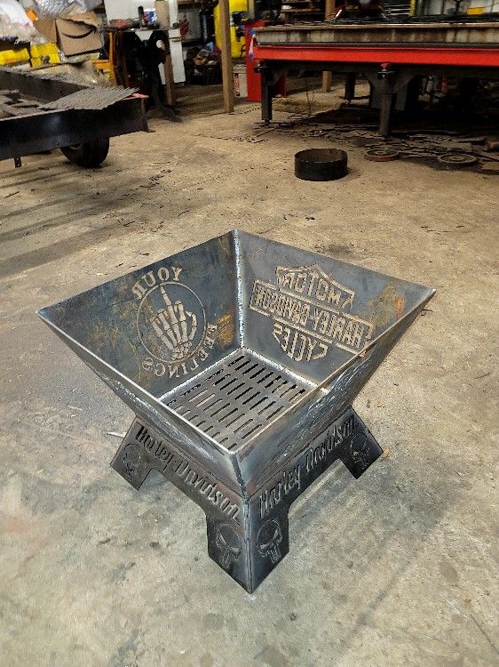 Harley Davidson Fire Pit Rustic Metal Art Home Decor Decorations Christmas Presents Yard Art