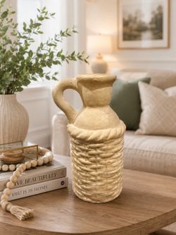Beautiful vintage beige ceramic Threshold vase