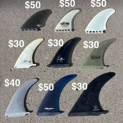 Surfboard Fins - True Ames, Alkali, Captain Fin Co, FCS - Thruster, Twin, and Single Fins