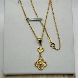 Real 18K Gold Double Clover Necklace