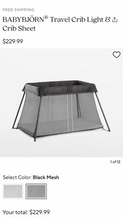 BabyBjörn Travel Crib Light – Black Mesh