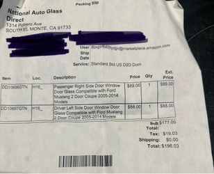 Door window glasses for Ford mustang coupe