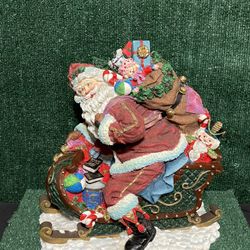 Vintage 1995 Enesco Large Santa In Sleigh Figurine W/box .