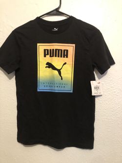 PUMA Boys Graphic T-Shirt Top 8-10 Medium Black NWT
