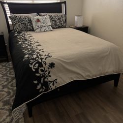 Queen Platform Bed Frame w/Storage and Side Piece