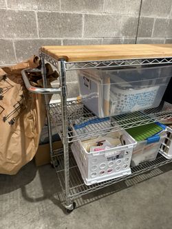 Rolling Cart W/ 5’ Long Butcher Block 