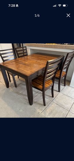 Holland House Furniture Solid Wood Extendable Dining Table a4 Chairs Good Condition