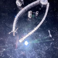 Diamond Like Bracelet & Pierced Earrings 