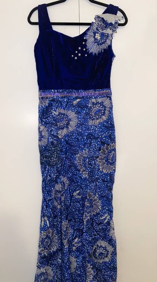 Blue African Print Dress M/L