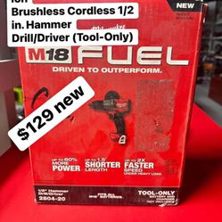 Milwaukee M18 FUEL 18V Lithium-lon Brushless Cordless 1/2 in. Hammer Drill/Driver (Tool-Only)