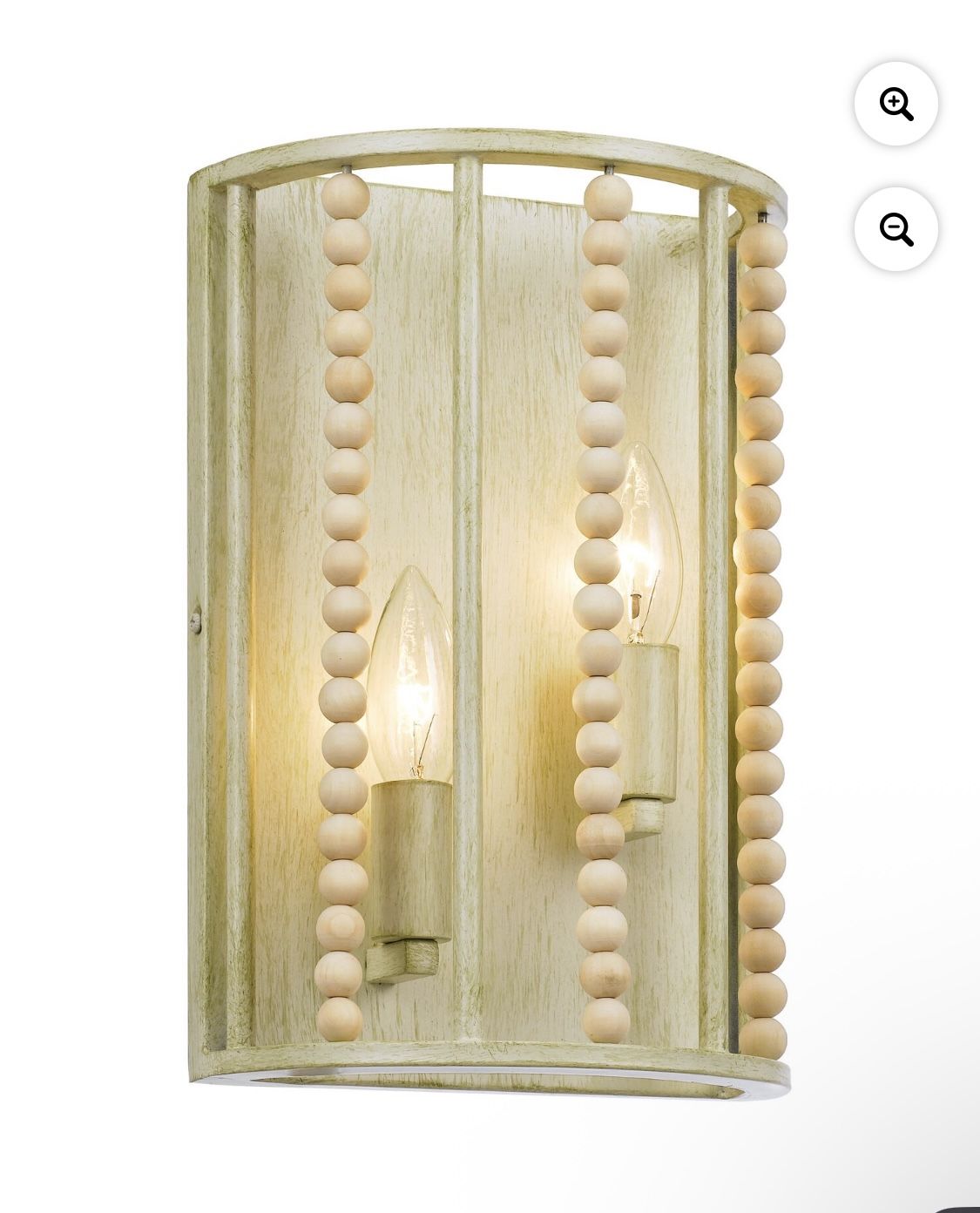 New 2-Light Hanover Calliope Natural Wood Bead Wall Sconce in Antique Cream | Wall Mounted Hardwired