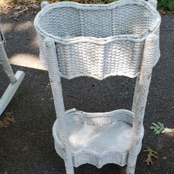 White Vintage Wicker Planter