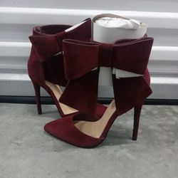 New Shoedazzle Chloee Ladies Ankle Bow Strap Heels Size 7
