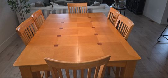 Wood Dining Table with 6 Chairs