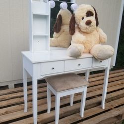 Vanity, Stool, and Teddy Bear 