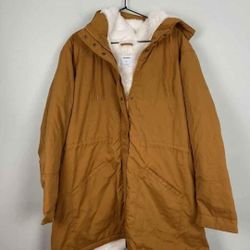 New Women's Old Navy Tan Faux-Fur Lined Water Resistant Hooded Parka Jacket (L)
