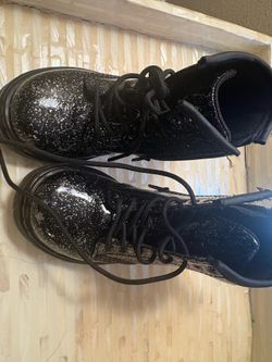 Dr. Martens 1460 Toddler Black Sparkle / Glitter Lace-Up Boots (Size US 9)