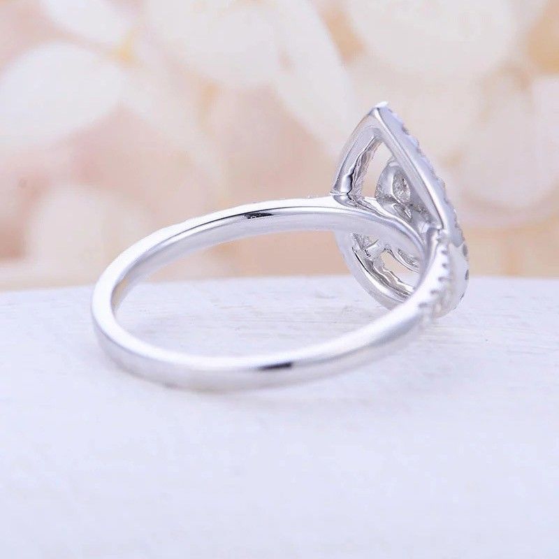 "Hollow Pear Gemstone Zircon Elegant Water Drop Rings for Women, EVGG1290
