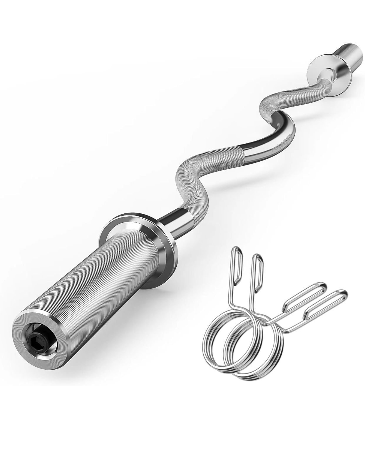 Olympic EZ Curl Barbell Bar, 47" EZ Curl Bar for Weight Lifting, Biceps, triceps