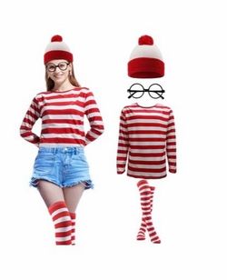 XL: Focupaja Adult Red and White Striped Shirt Suits Halloween Costumes