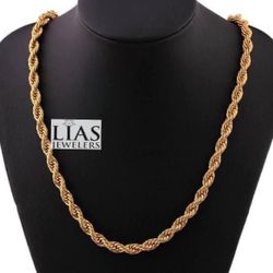 New 18k Yellow Gold Rope Chain And Bracelet 