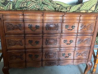 French Provincial Carved Wood Dresser Chest
