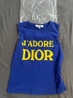 Dior Royal Blue Tank with Yellow 'JADORE DIOR' Logo