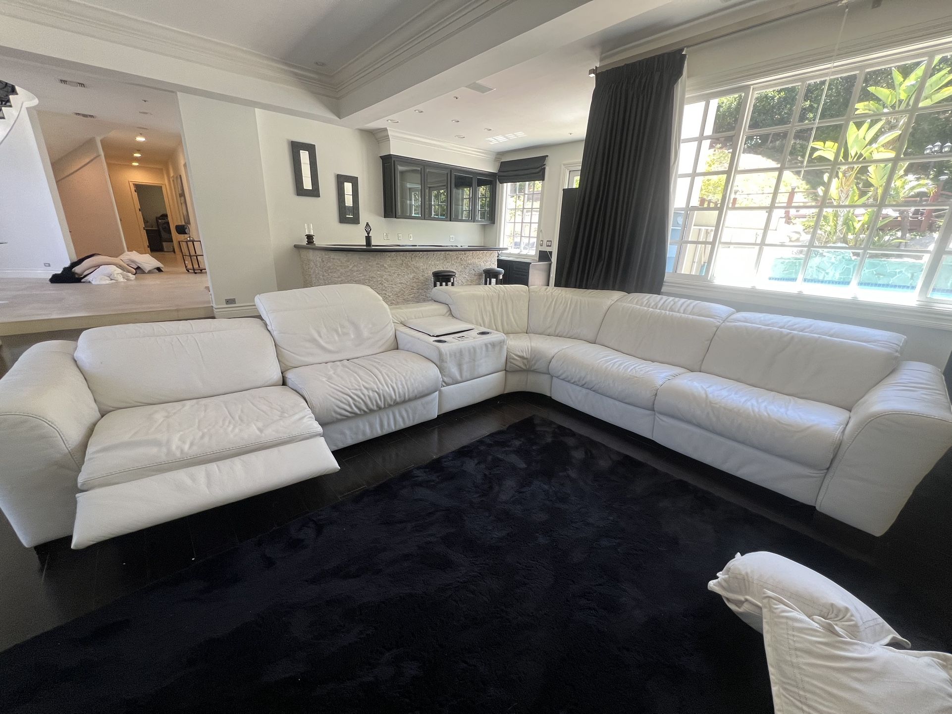 White Leather Recliner Sofa All Electric