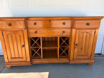 Large Wood Buffet Sideboard with Wine Rack